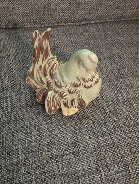 Vintage Ceramic Decorative Hen Figurine - Green and Brown